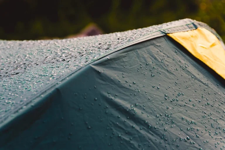 a close up photo of a tent in the rain